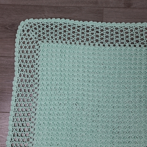 TEAL knitted rectangular baby blanket - Picture 6 of 13